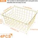 4 Pack Gold Wire Baskets for Organizing Office Wire Storage Basket Gold Metal Storage Baskets for Kitchen Cabinets, Bathroom, Countertop
