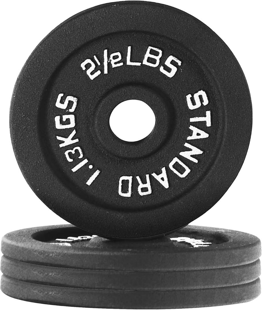 Fitvids 1 Inch Standard Barbell Weight Plates, 2.5 LB to 45 LB Plates for Home Gym Strength Training, Deep Grip Edge