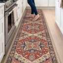 DEXI Kitchen Floor Mats Cushioned Anti Fatigue Runner Rug 23x107 Red/Black, 107"L x 23"W x 0.4"Th