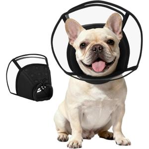 Kuoser Medium Dog Cone Collar After Surgery, Soft Cone for Dogs to Stop Licking, Breathable Pet Recovery Collar Comfy Elizabethan Collars, Adjustable Protective Dog Cones for Medium Dogs, Black M