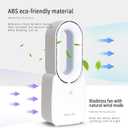 Misby Rechargeable Bladeless Desk Fan, 11.8 Inch Table Fan with 5-Color Ambient Lights, Touch Control 3 Speeds + Natural Wind Mode, Quiet Cooling Fan for Bedroom, Home, Office, Desktop