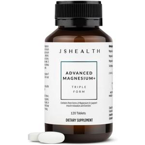 JSHealth Magnesium Supplement for Sleep. 400mg Triple-Form Glycinate, Citrate, Amino Acid Chelate. By Nutritionist Jessica Sepel (120 Tablets)