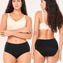 3 x BAMBOO COOL Womens Period Underwear Heavy Flow Absorbent Panties High Waisted Leakproof Postpartum Maternity Panties,3 Pack (Black, XL)