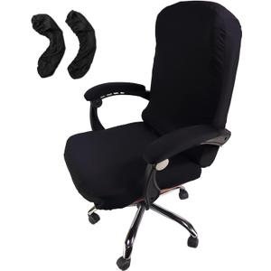 WOMACO Office Chair Covers, Stretch Computer Chair Cover with Armrest Covers, Universal Boss Chair Covers Modern Simplism Style High Back Chair Slipcover (Black, Large)