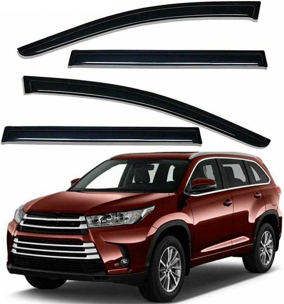 Tape-On Rain Guard 4-Piece for 2014-2019 Highlander Windows Visor Shield Shade Smoke 94427