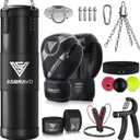 Punching Bag for Adults, 4ft Heavy Boxing Bag Set with 12 OZ Gloves for MMA Karate Kickboxing Boxing Home Gym Training - Unfilled