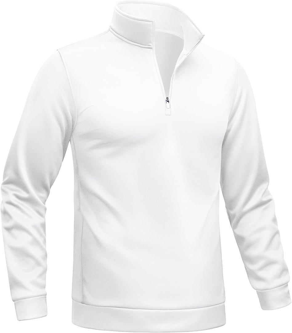 TACVASEN Men's Quarter Zip Pullover Sweatshirts Lightweight Fleece Lined Thermal Sweatshirts 1/4 Zip Golf Sweaters (L)