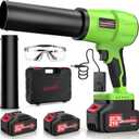 Brushless Leaf Blower Cordless, 980,000RPM, with 2 Batteries and Charger, Adjustable Speed, Lightweight, Handheld Electric Turbo Jet Blower Portable for Patio Cleaning, Lawn Care, Yard, Leaves, Dust