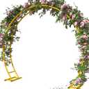 Queension Metal Arch Backdrop Stand 8Ft Wide 7Ft High, Wedding Arch Frame for Wedding Decorations, Balloon Arch Stand with Base for Ceremony, Outdoor Garden Arch Trellis for Climbing Plants, Gold