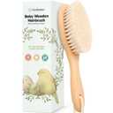 Wooden Baby Hair Brush - Cradle Cap Baby Brush with Soft Goat Bristles, Perfect Gentle Scalp Newborn Comb for Infant, Girls, Boys, Bath Essentials (Walnut, Oval)