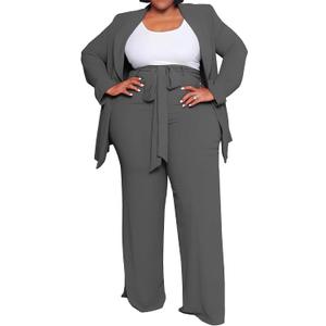 IyMoo Women's Plus Size Pant Suits Business Casual Outfit Blazer Pant Set, 2XL