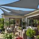 Cool Area Sun Shade Sail 12x12x17FT Triangle Shade Canopy Outdoor Sunshade for Patio Backyard Garden, Dark Grey