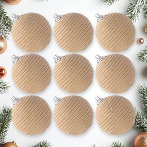 JOICEE 9 Pcs Boho Christmas Ball Ornaments Set, Jute Rope Hanging Balls Neutral Rustic Ornaments Christmas Ball Decoration for Xmas Tree Wreath Garland Party Farmhouse Decor(Linen)