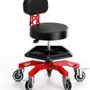 Rolling Shop Stool with Backrest, Garage Mechanic Stool for Workshop