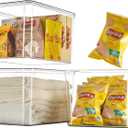 Clear plastic storage bins with LIDS-3packs,storage containers for snacks, cosmetics, books, dog food, Storage Organizer for NurseryKitchen, Living room,Bedroom, Bathroom, Office (3XL)