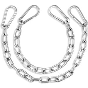Heavy Duty Stainless Steel Chains, 550LB Punching Bag Chain with Carabiners, Heavy Bag Chain for Boxing Punching Bags Hanging Chair Hammocks Swing Trapeze Yoga (20")