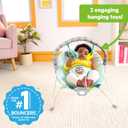 Bright Starts Wild Wonders Vibrating Baby Bouncer, Removable Toy Bar with 2 Toys, Nonslip Feet, 0-6 Months Up to 20 lbs