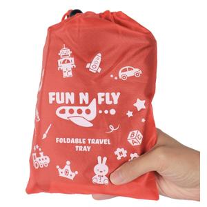 Fun N Fly Foldable Travel Tray - Blue Red Portable Durable Kids, Toddler, Baby Play Space and Snack Desk for Airplane Travel by FunnFly