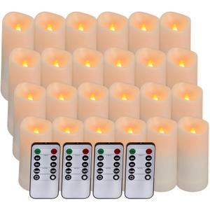 Aignis Flameless LED Candles with 10-Key Remote & Timer, Outdoor Indoor Waterproof Battery Operated Candles for Home/ Birthday/ Wedding/ Holiday Décor, Exquisite Set of 24 (D2.2'' x H4''/ 5''/ 6''/ 7'')