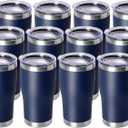 DOMICARE 20oz Tumbler with Lid Stainless Steel Tumblers Bulk, Double Wall Vacuum Insulated Coffee Travel Mug Powder Coated Tumbler, 12 Count (Pack of 12) Navy