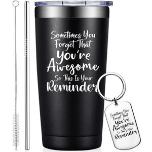 Grifarny Birthday Gifts for Men - Thank You Gift for Men - Inspirational, Christmas Gifts for Best Friends Male, Coworker, Son, Boss - Sometimes You Forget You're Awesome Tumbler Mug Cup 20oz (Black)