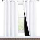 NICETOWN 100% Blackout Window Curtain Panels, Full Light Blocking Drapes with Black Liner for Nursery, 78-inch Drop Thermal Insulated Draperies (White, 2 Pieces, 55-inch Wide Per Panel)