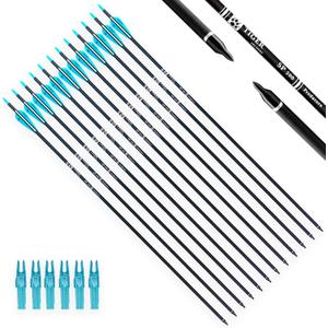 TIGER ARCHERY 30Inch Carbon Arrow Practice Hunting Arrows with Removable Tips for Compound & Recurve Bow(Pack of 12)