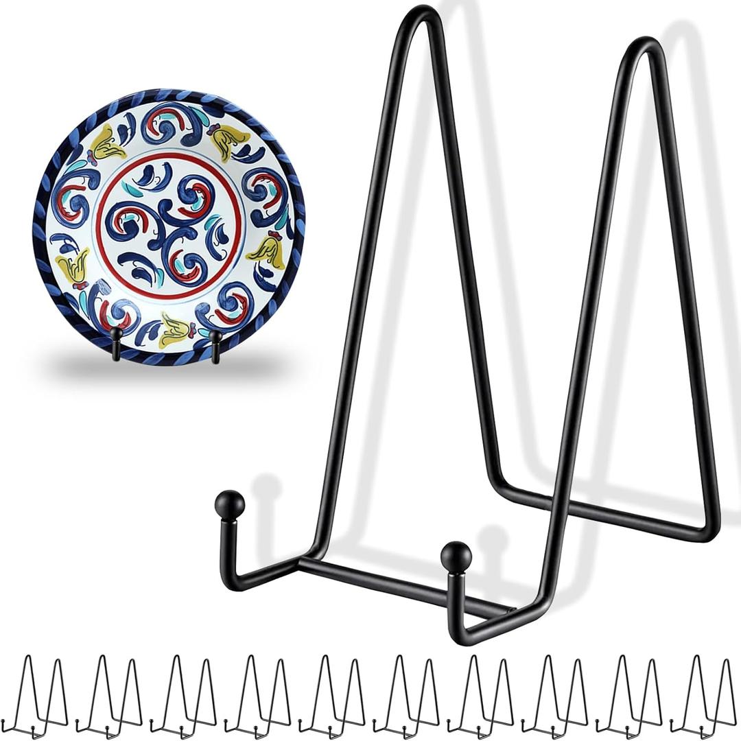 10 Pcs Plate Stands for Display,8 Inch Plate Holder Display Stand, Metal Frame Bracket for Book, Picture, Decorative Plate, Photo, and Platter, Desktop Display Shelf, Tabletop Art