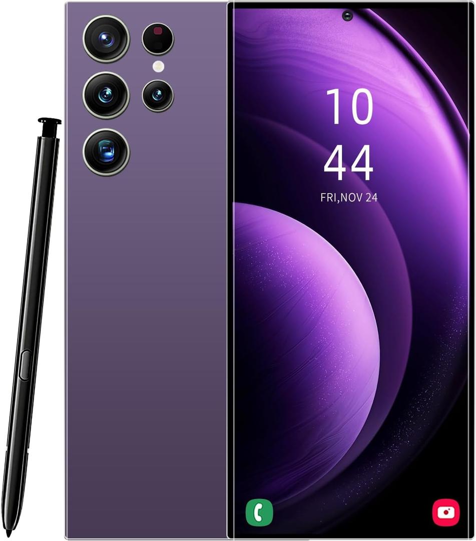 S24U Unlocked Phones,6.82 HD Screen 8+256GB Cell Phone,Built in Pen,Android 14 6800mAh Long Battery Life Smartphone,Dual SIM/Fingerprint Unlock/Face ID 5G Phone.(Purple)