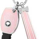 PIFOOG for Mercedes Key Fob Cover 3 Button Pink TPU Bling Car Key Chain Accessories Keys Case Shell Protector for Mercerdes Benz AMG GLC GLA CLA GLS GLE GLK CLS C 300 G E S ML Class Women Girly