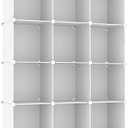 AWTATOS Cube Storage Organizer Storage 12 Cube Bookshelf DIY Plastic Closet Clothes Storage Shelves with Wooden Mallet, Stackable Storage Solution for Home, Bedroom, White