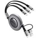 4 in 2 Retractable Charging Cable 4A,1 Pack 4Ft Multi Chargers for All Devices,USBC Charging Cable with A/C to Type C/L/Micro USB Ports Universal Multiple USB Cable for iPhone Series/Samsung/Tablets/PS