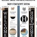 Outdoor Welcome Sign for Front Porch Standing Large 2 Sided 45"X9" Wooden Frame Tall Vertical Leaner Long Home Sweet Home Front Door Sign for Rustic Outside Farmhouse Modern Decor (Wood Black)