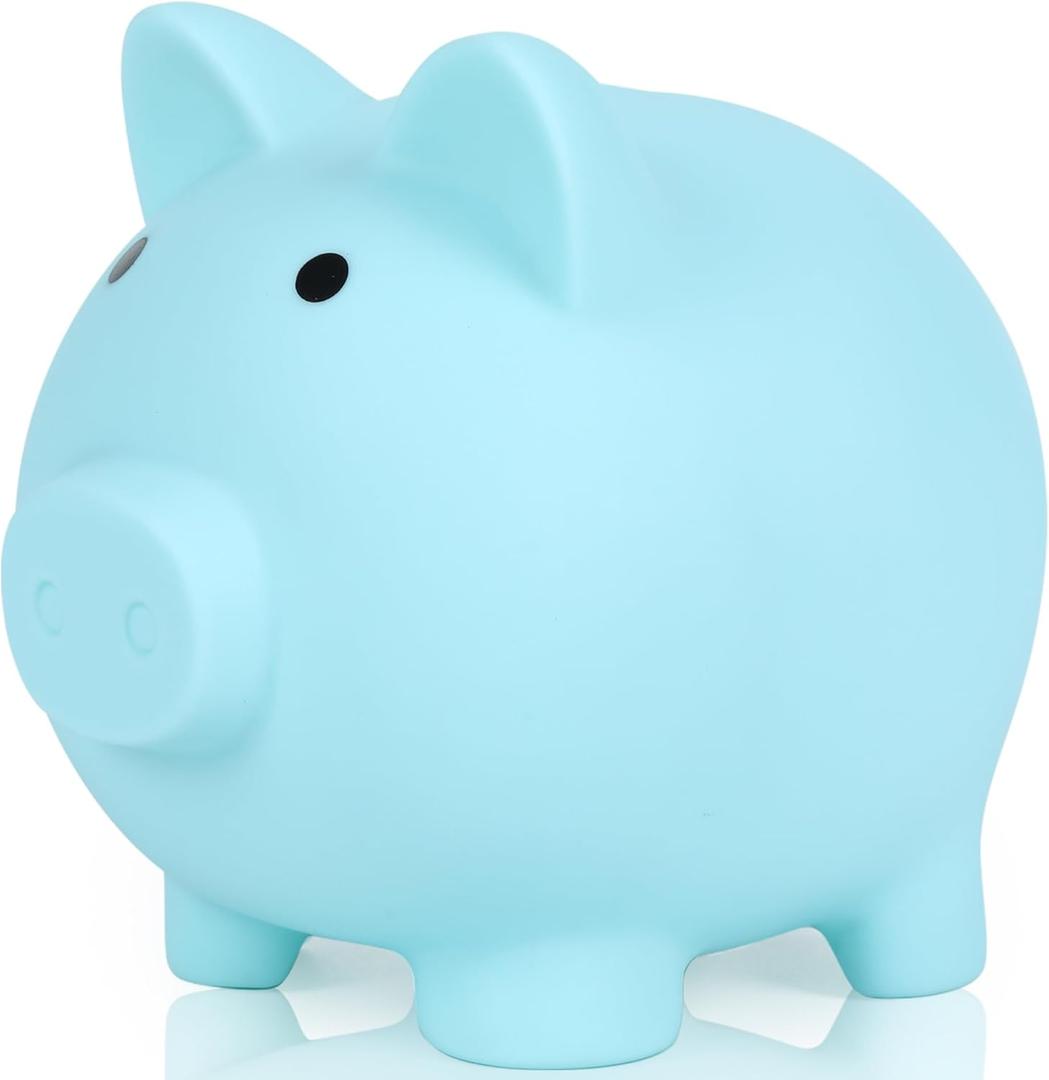 H&W Mini Piggy Bank, Plastic Coin Bank, Unbreakable Money Banks, Cute Piggy Banks, Best Birthday Gifts Home DecorationBlue (Small)