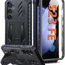 FNTCASE for Samsung Galaxy S23-FE Case: Military Grade Protective Hard Phone Case with Kickstand | Screen Protector | Shockproof TPU Full Protection Drop Proof Phone Cover for Galaxy S23 FE 5G Black