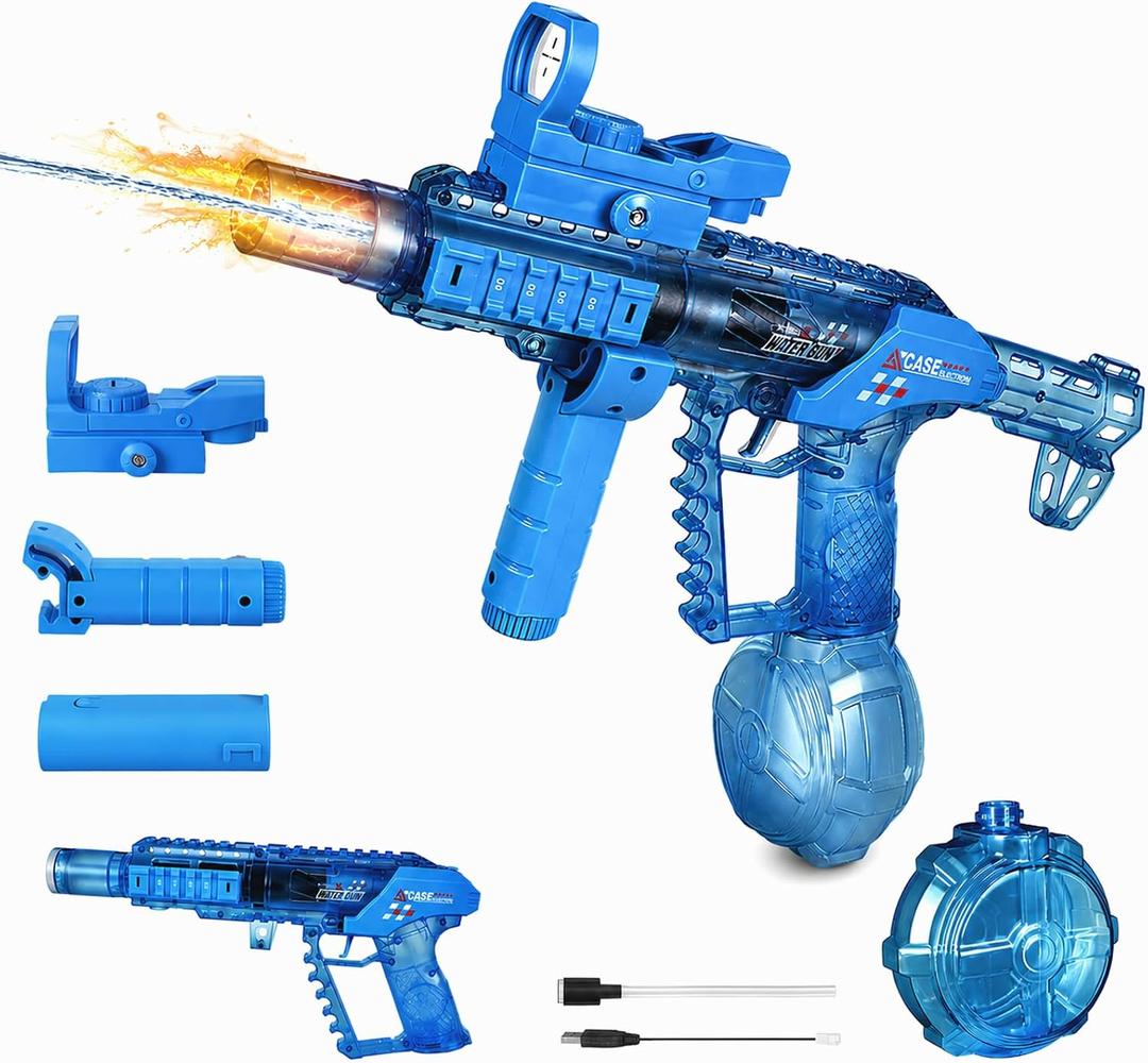 Electric Water Gun for Adults & Kids, Powerful Automatic Squirt Water Guns with Sound & LED Flashing, 32ft Long Range, Summer Outdoor Water Toys for Pool Beach Party Gifts for Boys & Girls(Blue), Medium