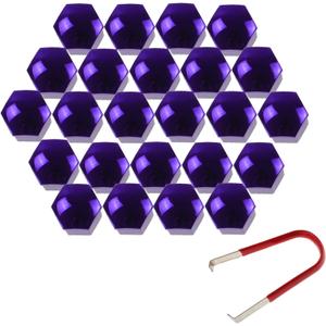 24pcs Wheel Nut Cap 19mm Wheel Bolt Nut Caps Covers,Universal Anti-Rust Car Tire Nut Caps Bolt Cover,Hexagonal Plastic Tire Bolt with Removal Tool(Purple)