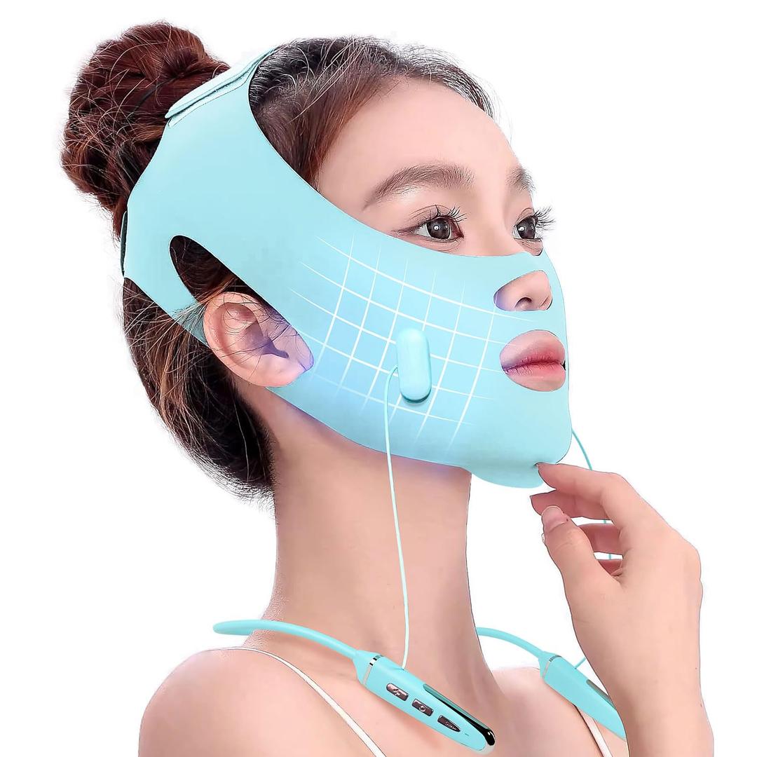 Face Belts with Adjustable Straps,Double Chin Reducer and Face Lift Device with 4 Modes and 5 Gear Adjustable Intensities,Double Chin Machine for V-face