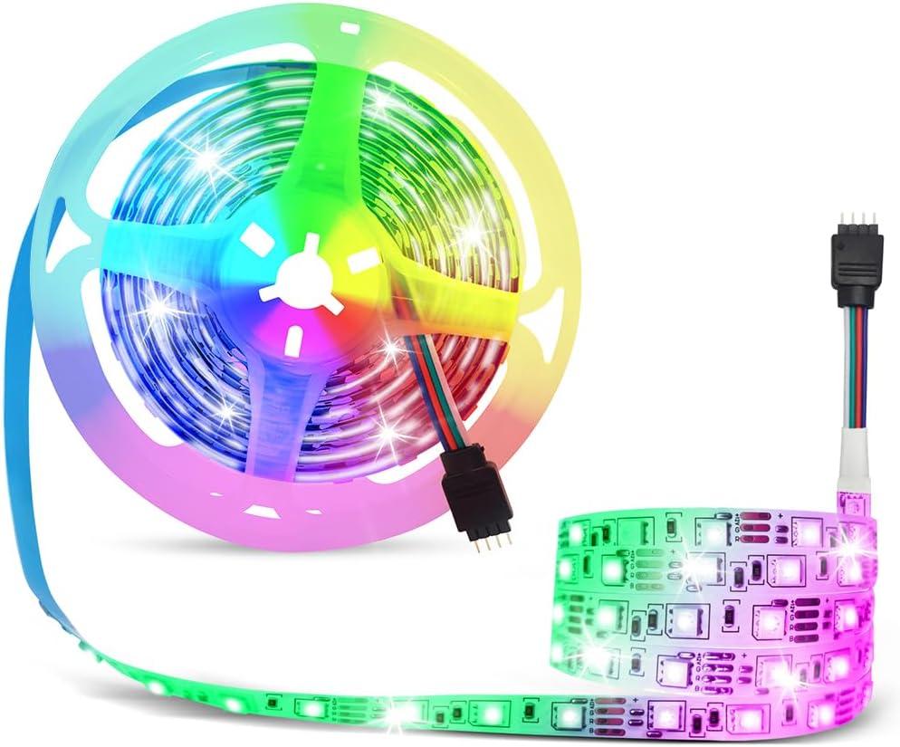 12V Flexible SMD 5050 RGB LED Strip Lights, LED Tape, Multi-Colors, 300 LEDs, Non-Waterproof, Light Strips, Color Changing, Pack of 16.4ft/5m Strips