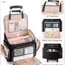 Marscamd Rolling Teacher Bag with 15.6" Laptop Compartment, Wheeled Work Briefcase Tote with Detachable Trolley for Women, Black