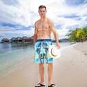 FT FENTENG Mens Swim Trunks Quick Dry Board Shorts with Mesh Lining, Breathable Surf Beach Shorts Swimwear Bathing Suits (Blue)