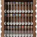 30-Souvenir Spoon Display Case, Wall-Mounted Wooden Spoon Rack with Lock, Vintage Spoons Display Cabinet for Collection Display Decoration 12.2Wx 2.8D x 15.7H in (Brown)