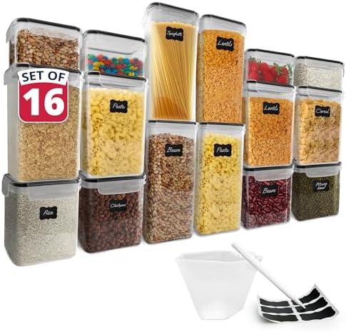 Amazon.com: Reli. Airtight Food Storage Containers with Lids (16 Sets) | Kitchen Organizers and Storage Pantry Organizers | BPA Free Plastic Food Containers | Super Variety Pack w/Measuring Cup, 18 Labels, Pen: Home & Kitchen