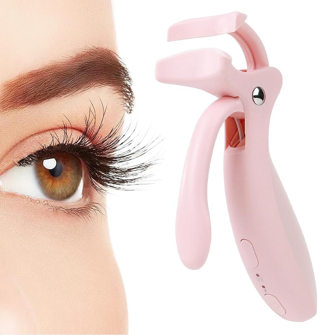 Pinkiou Heated Eyelash Curler for Women,Fast Heat up,Electric Eyelash Curler with Color-Changing Silicone Pad & Overlay Heating, USB-C Rechargeable,2 Temperature Control,Long-Lasting Lash Curler