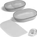 Cat Feeder Bowl, Pet Water Fountain with Ultra-Quiet Pump and 2 Bowl and 1 Mat (Grey)