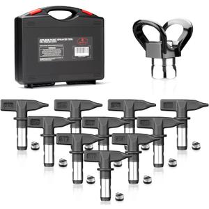 AEROPRO Tools 12Pcs Airless Paint Sprayer Tips Set, 10 Reversible Spray Nozzle Tips, 1pc Nozzle Tip Guard, 1pc Storage Box(210,215,310,313,315,317,413,417,515,517)