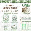 Mallard Duck 1st Birthday Decorations, One Lucky Duck Paper Plates 9'' and 7'', Napkins, Cups, 2Pcs Tablecloths, Banner, Cake Topper Duck Hunting Party Supplies Serves 24