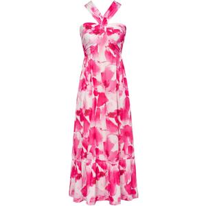GRACE KARIN Womens Summer Floral Dresses 2026 Boho Maxi Dress Flowy Halter Sundress Casual Vacation Beach Clothes with Pocket (Pink, S)