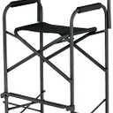 E-Z UP Tall Directors Chair, Seat 31” High, Padded Armrests and Storage Bag, Black