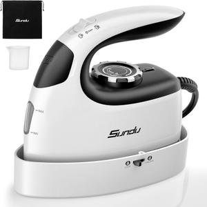 Sundu Mini Travel Iron with Steam,1000W Portable Non-Stick Soleplate Steam Samll Iron for Quilting & Sewing,300 Microsteam Holes,90ml water tank,lockable safety base,Digital Temperature Control (white)